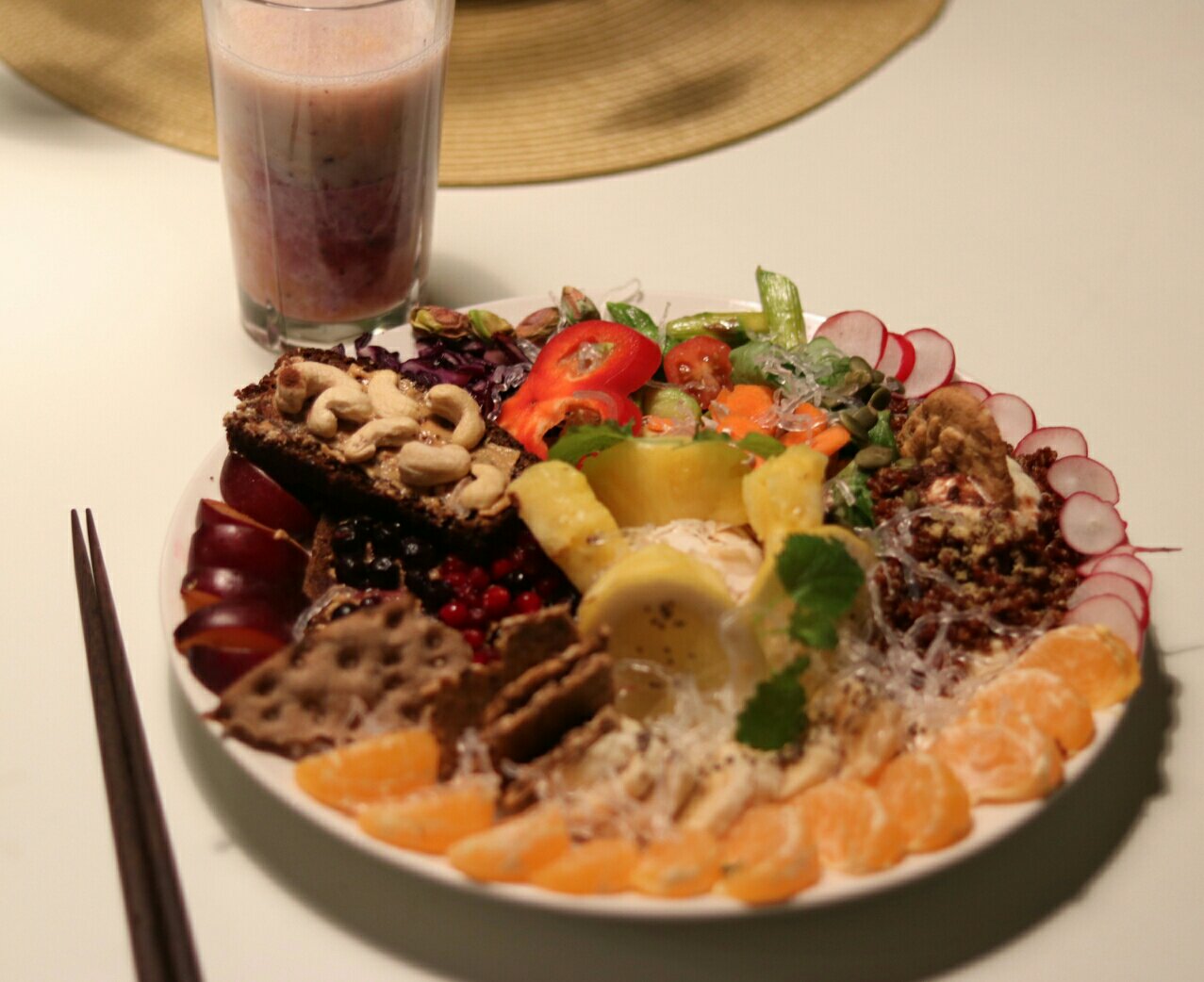 Vegan dinner for all chakras, side view