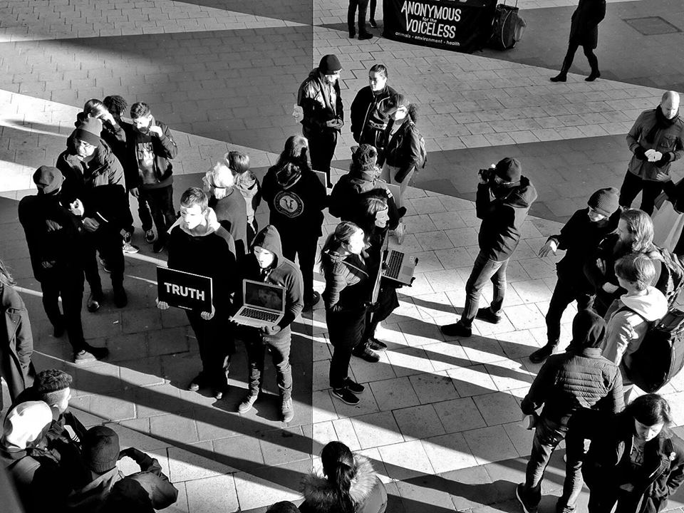 Cube of Truth on Sergels Torg, Stockholm, Sweden.
Photographed by Tissi Aum and republished here with her kind permission